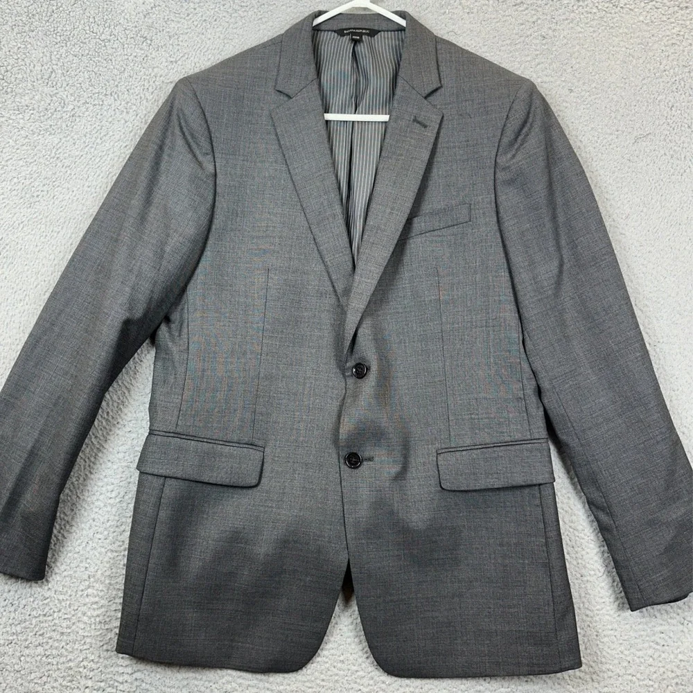 Banana Republic Wool Blazer Mens 42R Grey Tessuto Marzotto Slim Fit Sport Coat